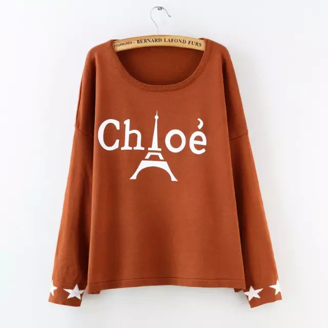 Women Fashion red Letter tower pattern Pullover knitwear batwing sleeve O-neck Casual High Street Wear knitted sweater