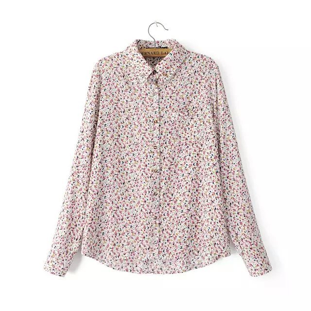 Women Floral Blouse Fashion Office style Pocket Turn Down Collar long Sleeve shirts Casual brand Tops