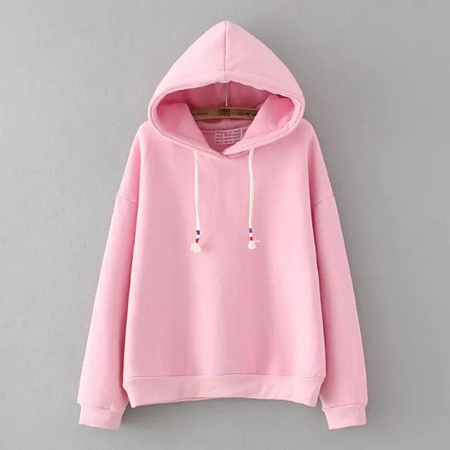 Women sweatshirt Fashion winter thick cotton sport pullover Casual Pink fleece hoodies drawstring hooded Long sleeve brand