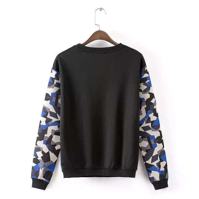 Women Sweatshirts Autumn Fashion Brief Geometric Print Pullover knitwear O neck long sleeve Casual knitted brand tops