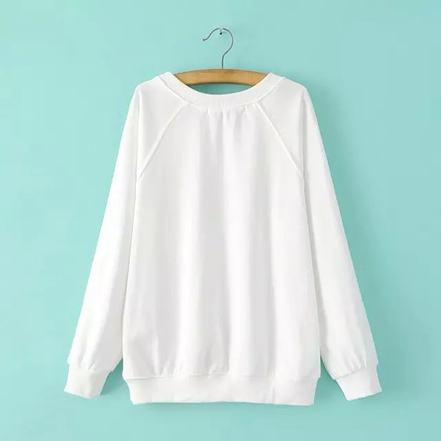 Women Sweatshirts Autumn Fashion Cartoon Print Tassel White Sport Pullover O neck long sleeve Casual brand feminino tops