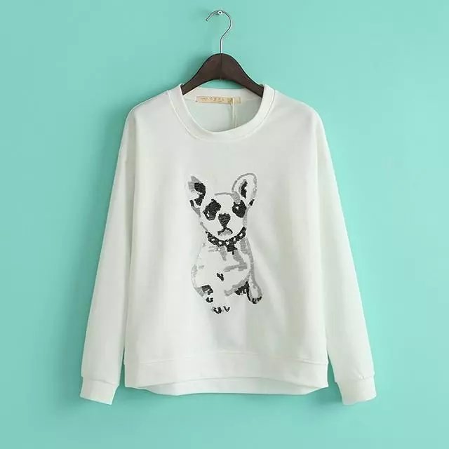 Women Sweatshirts Autumn Fashion Embroidery Sequins silver Pullover O-neck long sleeve Casual brand vogue
