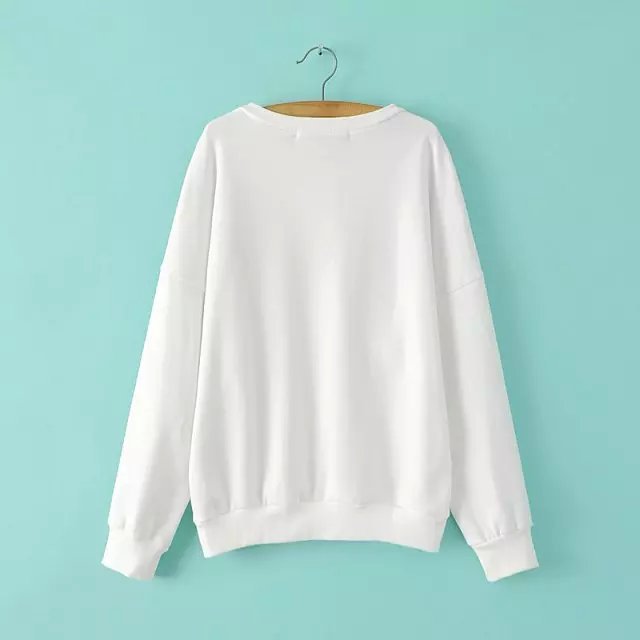 Women Sweatshirts Autumn Fashion Paillette embroidery white Pullover knitwear long sleeve Casual knitted brand women vogue