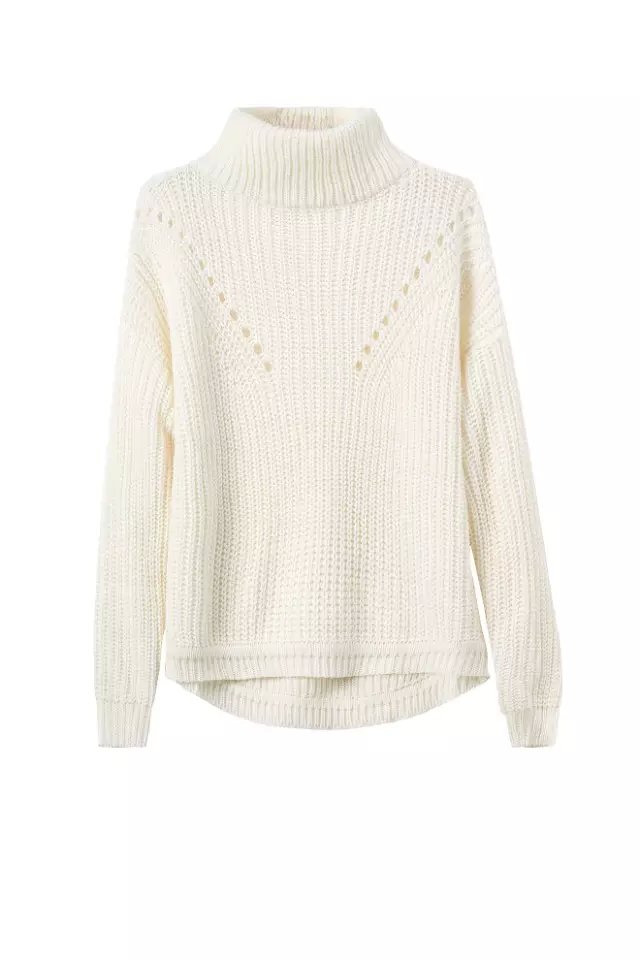 Women Winter warm Fashion white hollow out Pullover knitwear Turtleneck batwing sleeve Casual knitted sweater brand tops