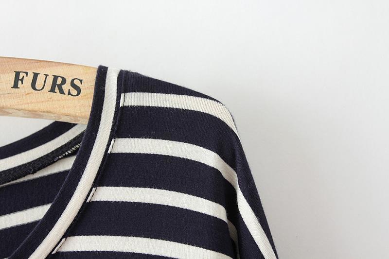 American Fashion women Elegant striped print cotton Basic T-shirt O-neck batwing sleeve shirts casual fit brand tops