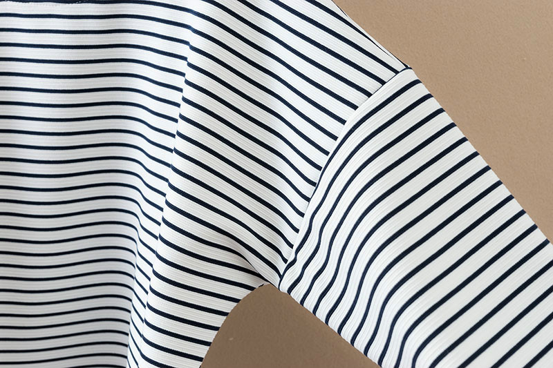 American Fashion Women white striped print cotton short pullover vintage batwing Sleeve hoodies sweatshirts Casual brand