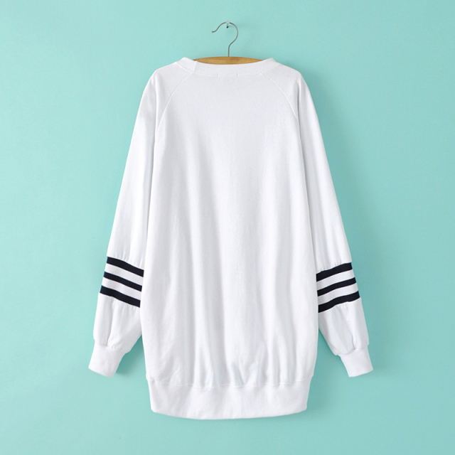 Autumn Fashion Navy stripes white Patchwork sport pullovers for women Casual Loose long Sleeve sweatshirts brand Tops