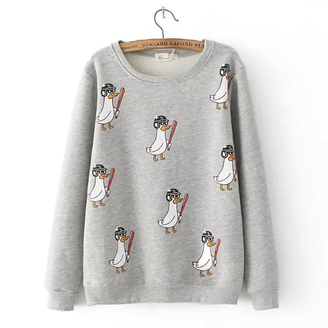 Autumn Fashion Women elegant thick long Sleeve pullover penguin print Sweatshirts Casual O-neck hoodies brand Tops
