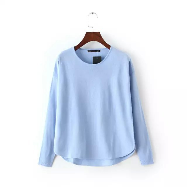 Autumn Fashion Women Yellow Blue Red Green brief Long Sleeve O Neck Casual Pullover loose Knitting Sweaters