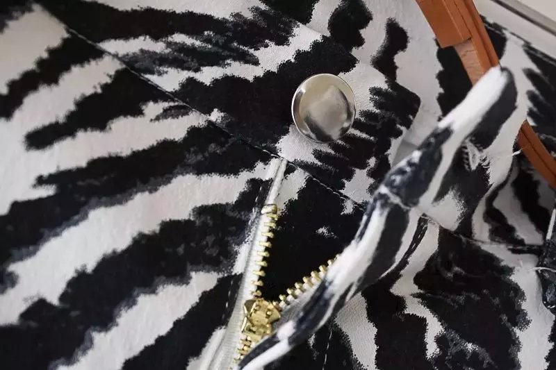 European Fashion Spring women sexy stretch with belt Zebra pattern Zipper Trousers Pockets Capris pencil Pants plus size