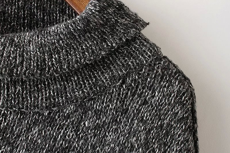 European fashion women Irregula brown Pullover turtleneck Tassels Knitted sweater Batwing Sleeve Casual loose brand Cloak