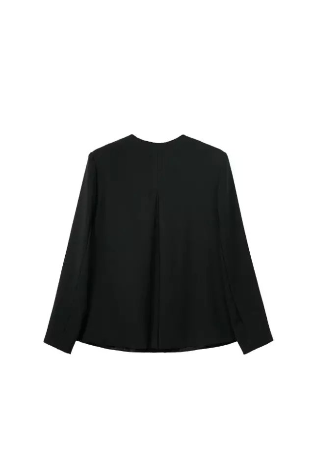 Fashion elegant black outwear button pockets Jacket for women office lady long sleeve O-neck casual brand Female