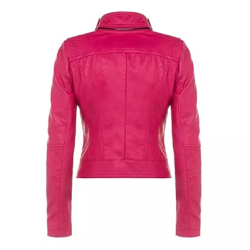 Fashion Winter Women rose Faux leather turn-down collar jacket coat Zipper pocket casual female jaqueta feminina plus size