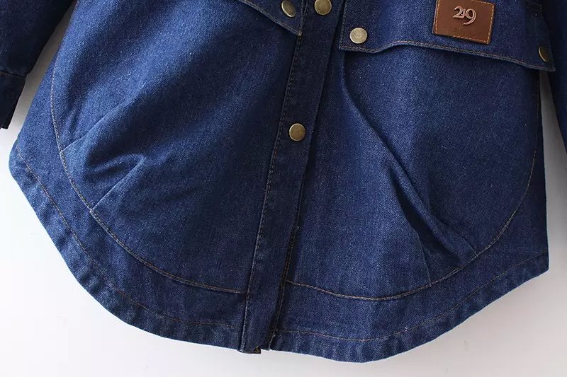 Fashion Women Autumn Blue Denim Hooded button drawstring long Jacket Pocket long sleeve Outwear Casual brand jeans Tops