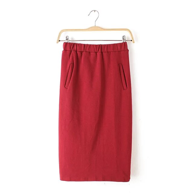 fashion women Brown business suit stretch skirts High waist Pocket sexy skirts elegant