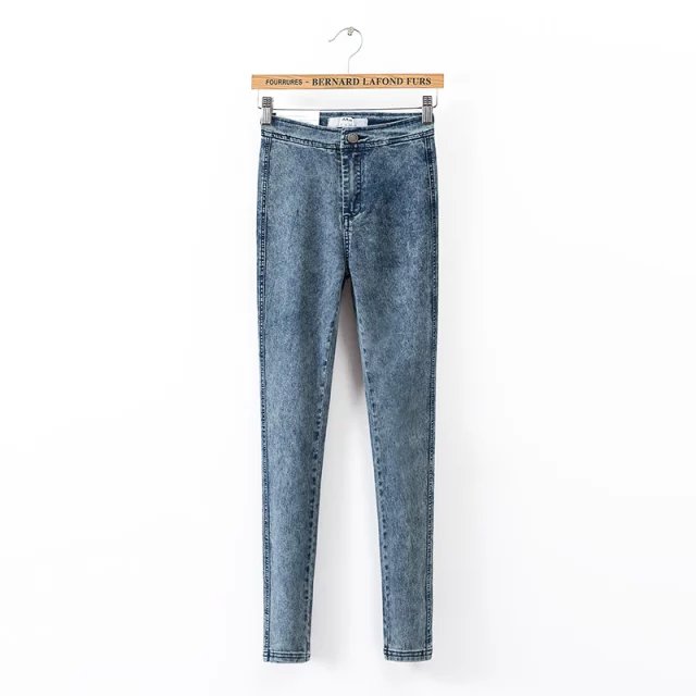 Fashion women Denim stretch skinny pencil pants zipper pocket high waist casual fit jeans trousers brand plus size