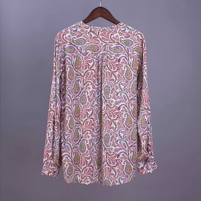 Fashion women elegant vintage Paisley print blouse v-neck long sleeve shirts work wear casual brand tops plus size