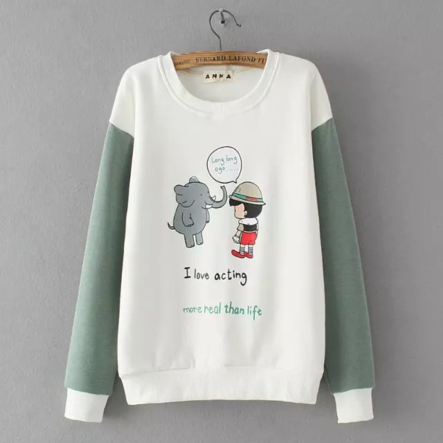 Fashion Women elegant winter thick Cartoon Letter print Color Matching pullover sweatshirt Casual hoodies brand tops