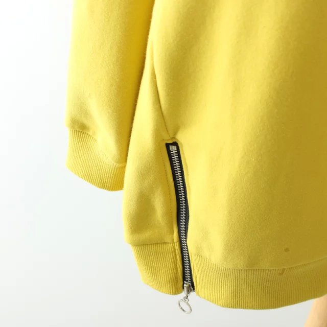 Fashion women yellow Cartoon Letter Embroidery side zipper pullover batwing Sleeve winter thick warm hoodies sweatshirts