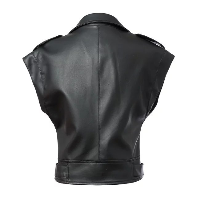 Faux Leather vest Jacket for Women Fashion Europe Rivet locomotive pockets Sleeveless outwear casual streetwear brand