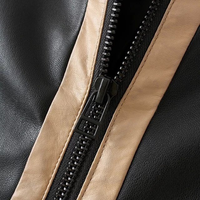 Faux Leather windbreaker for women Fashion british Style elegant Three Quarter Sleeve Zipper long trench coat Casual brand