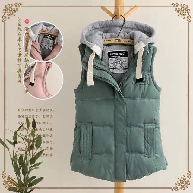 Hot Women Winter Fashion Waistcoat Hooded Thick Warm Down Cotton Wool Hooded Collar Vest Female Plus Size Outerwear