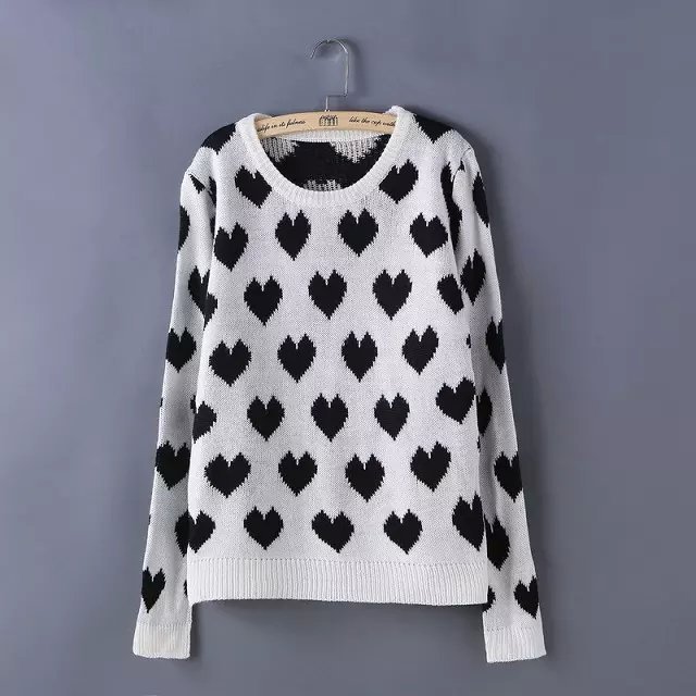 Knitting sweaters for women Autumn Fashion Heart Pattern O neck Pullover knitwear long sleeve Casual knit brand top