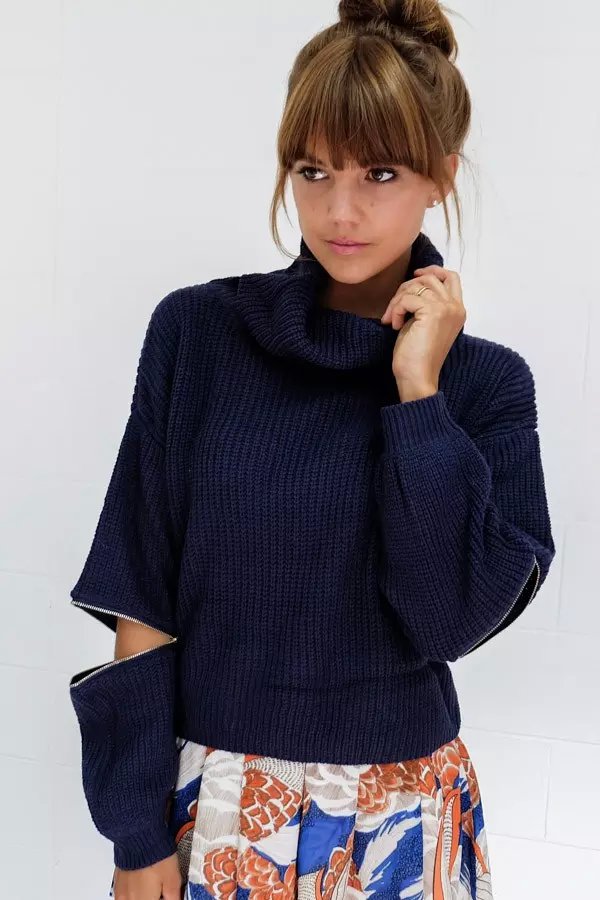 Knitting Turtleneck Sweaters for women American fashion pullovers casual Zipper long Sleeve Brand Tops