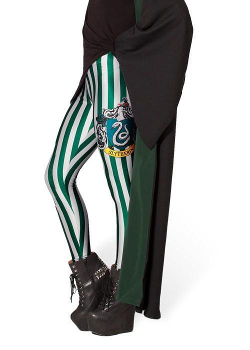 Sexy Leggings for Women Fashion Autumn Elegant White Green striped Print Elastic Waist Sport Trousers Brand Female