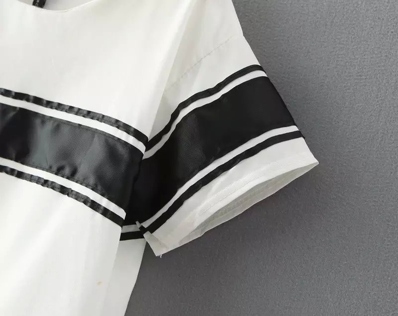 Short sleeve T-shirts for Women Fashion Black white striped print O Neck shirt blusas camisa casual loose Brand tops