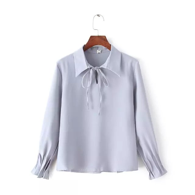 Spring Fashion women sweet bow drawstring white blouse Vintage 60S peter pan collar casual long sleeve causal brand