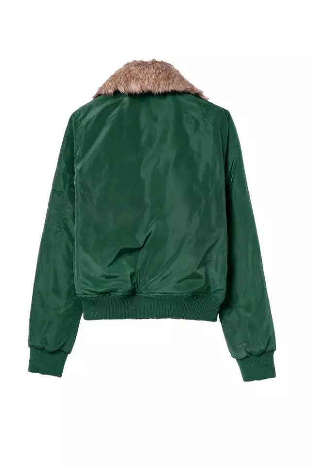 Winter Jacket for Women Elegant green Warm Cotton Fur turn-down collar Zipper Pocket short Parkas casual brand Coat