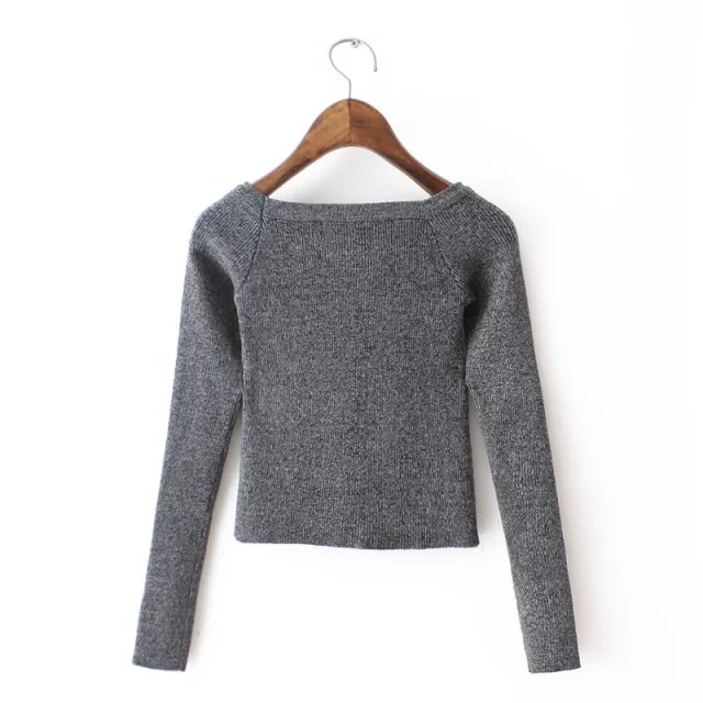 Winter women fashion Knitted wear Sweaters pullovers Slash-neck Stretch Outerwear lady casual long sleeve Brand Tops