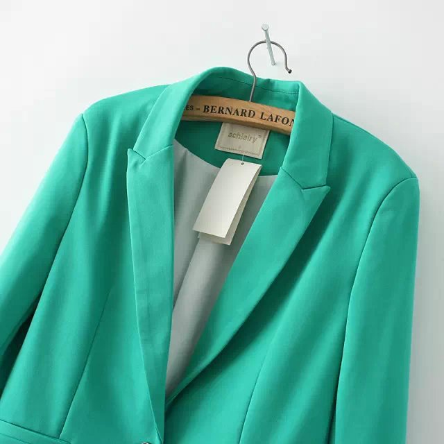 Women blazer jacket fashion long sleeve Green Office Lady Single Button suit Pocket feminino Female casual brand blaser