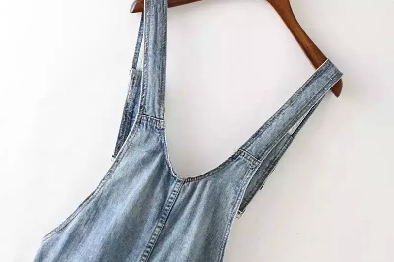 Women Denim Jumpsuits Fashion autumn school blue Pocket Overalls Ripped Sleeveless Spaghetti Strap Plus Size Casual Rompers