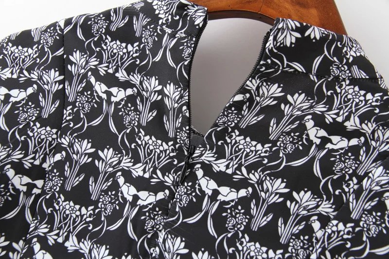 Women fashion elegant floral print blouses back zipper Stand collar long sleeve shirt work wear casual loose brand female
