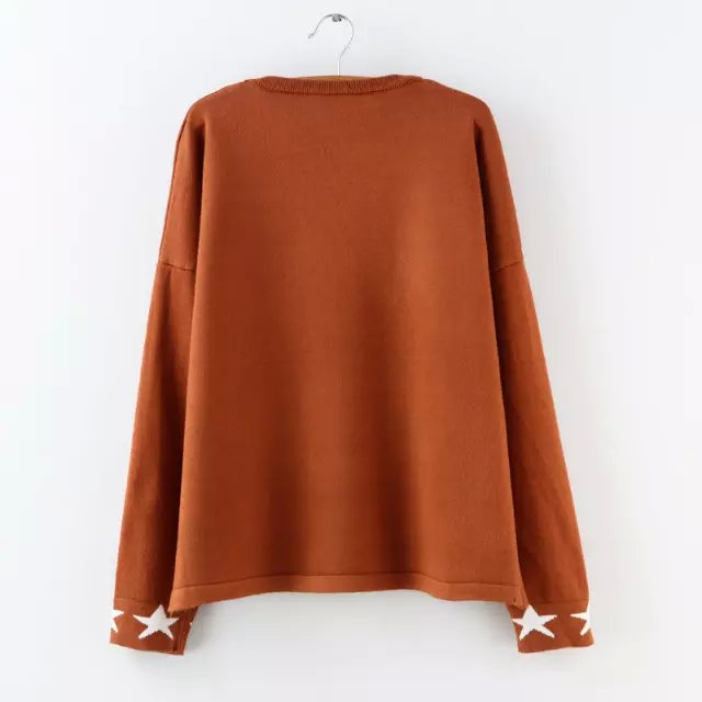 Women Fashion red Letter tower pattern Pullover knitwear batwing sleeve O-neck Casual High Street Wear knitted sweater