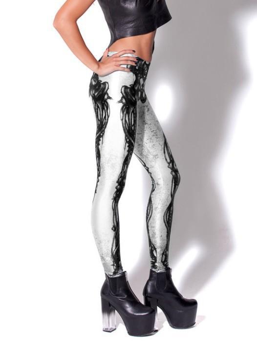Women Leggings Fashion vintage Skeleton Print Elastic Waist Stretch Sport Plus Size Pants Sexy Trousers Brand Female