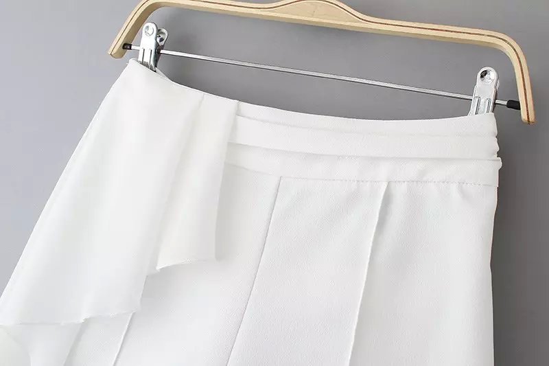 Women shorts Summer Fashion Side Ruffle Back zippe waist White Black skirt For Female casual short mujer