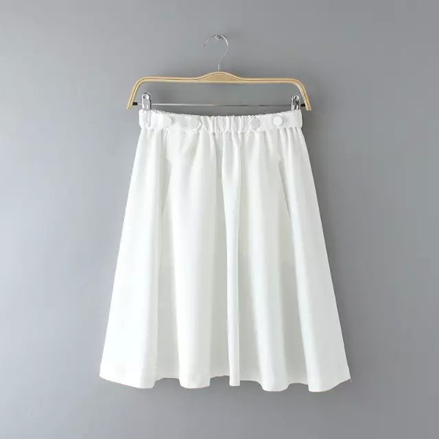 Women skirt Fashion elastic waist Pocket midi White Yellow Blue skirts casual Female feminina Mini saias faldas jupe