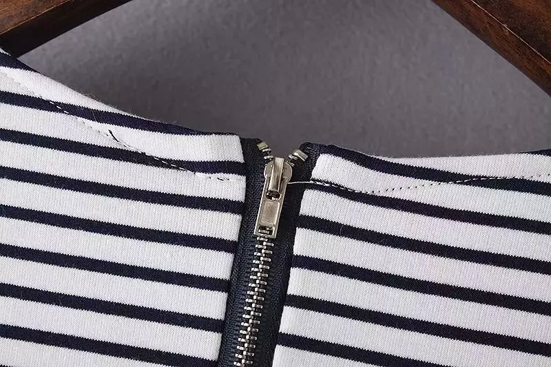 Women Striped Print T-shirts fashion back zippet O-Neck Outerwear lady basic casual long sleeve Brand Tops
