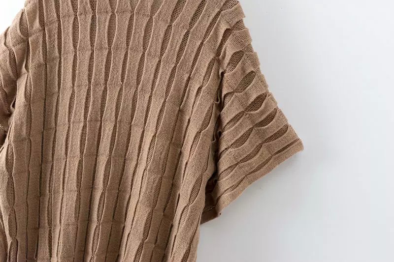 Women sweaters Autumn Fashion khaki tassel Half batwing sleeve Cardigans knitwear Loose Striped Casual knitted brand