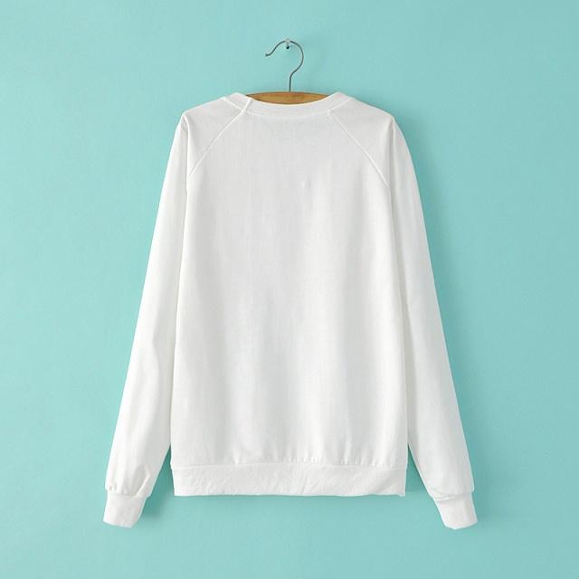 Women Sweatshirts Autumn Fashion Brief Beading white sport Pullover knitwear O neck long sleeve Casual knitted brand tops