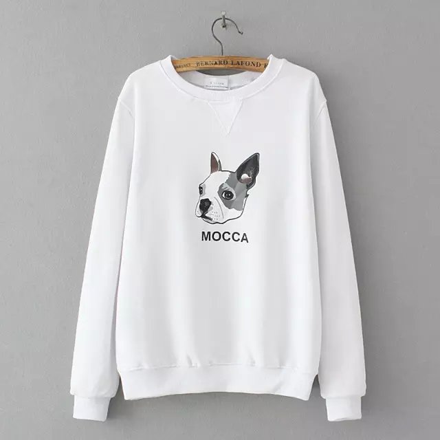 Women Sweatshirts Autumn Fashion cotton Dog print sport Pullover O-neck Long Sleeve hoodies Casual brand tops