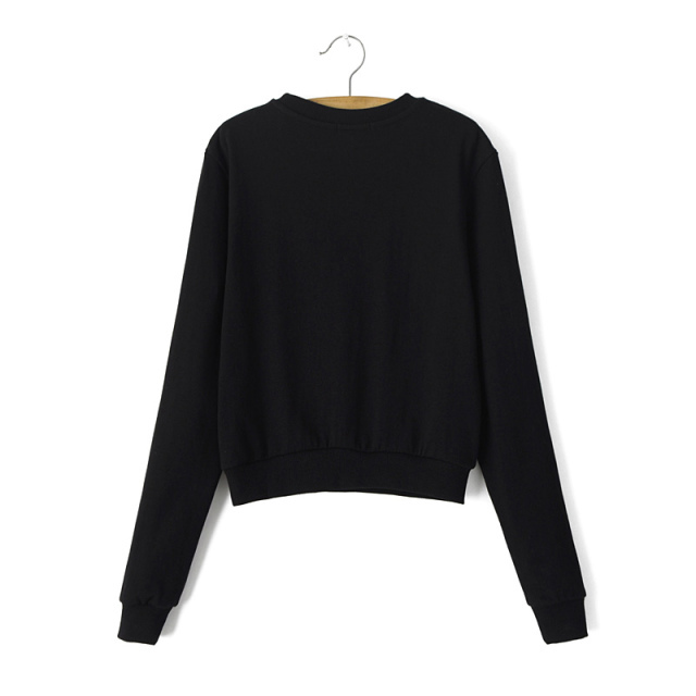 Women Sweatshirts Fashion Gold Silver Line Embroidery black Pullover knitwear long sleeve Casual brand Female vogue