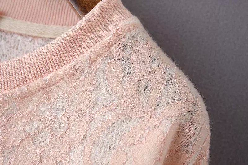 Women Sweatshirts Spring Fashion sweet pink floral Pattern Pullover knitwear long sleeve hoodies O-neck Casual brand tops