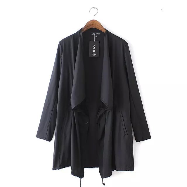 Women trench coat Fashion british Style Black office Long Irregular Casual loose brand windbreaker female