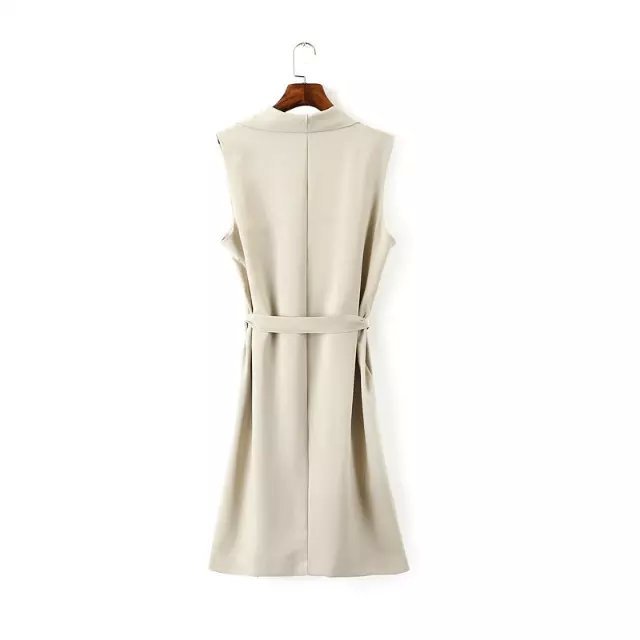 women windbreaker Fashion spring Autumn Sleeveless elegant with belt trench for long coats Casual loose brand female