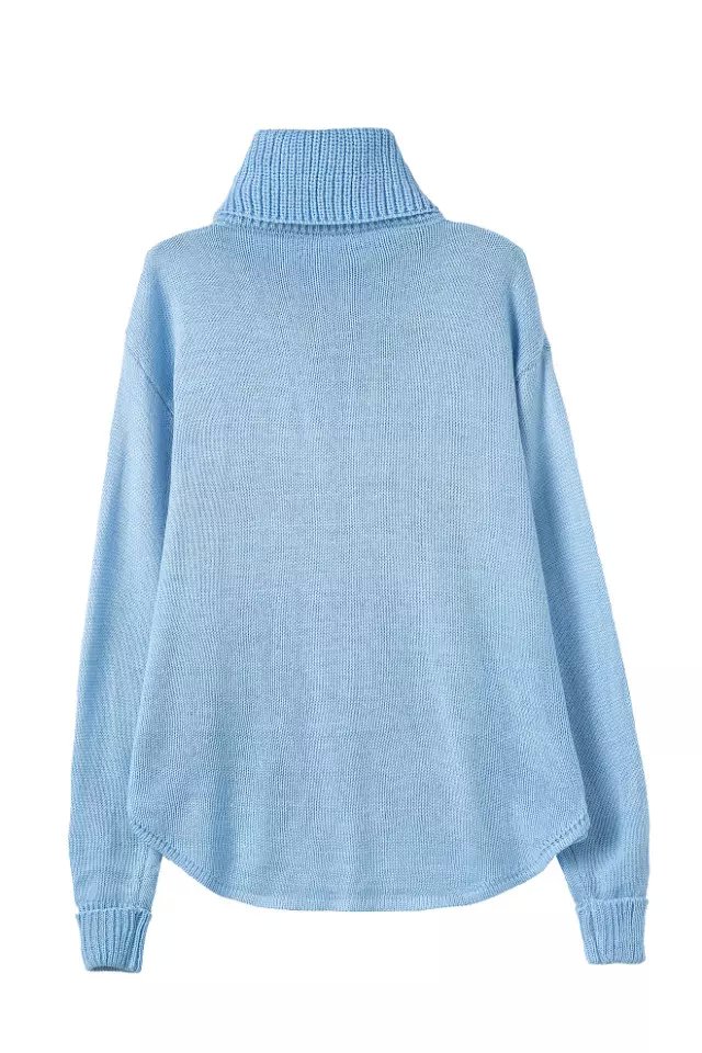 Women winter Knitted Sweaters American fashion Blue pullovers Turtleneck casual loose long Sleeve Brand Green