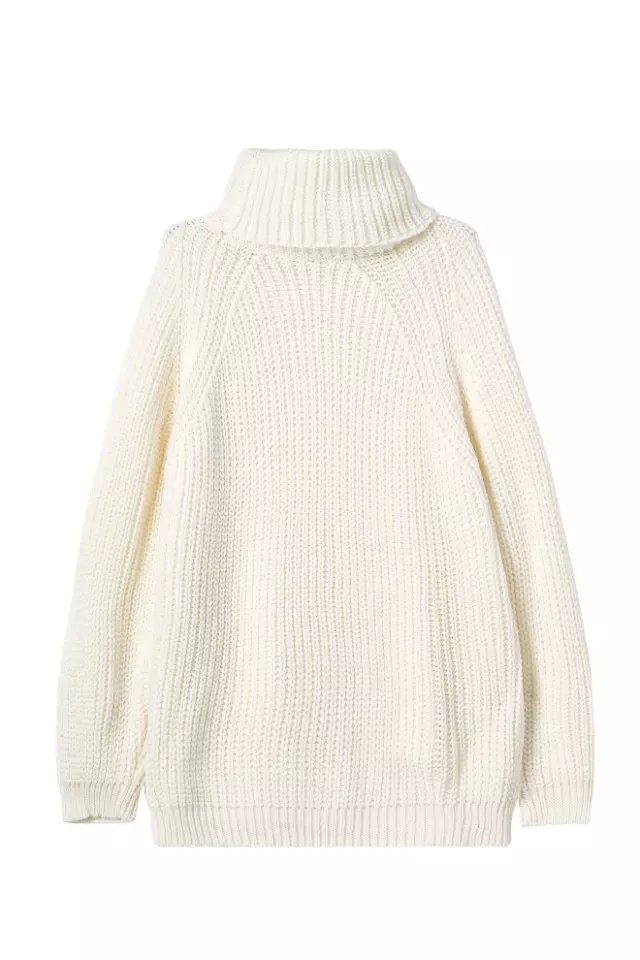 Women winter Knitted Sweaters American fashion white Side open oversized pullovers Turtleneck casual long Sleeve Brand